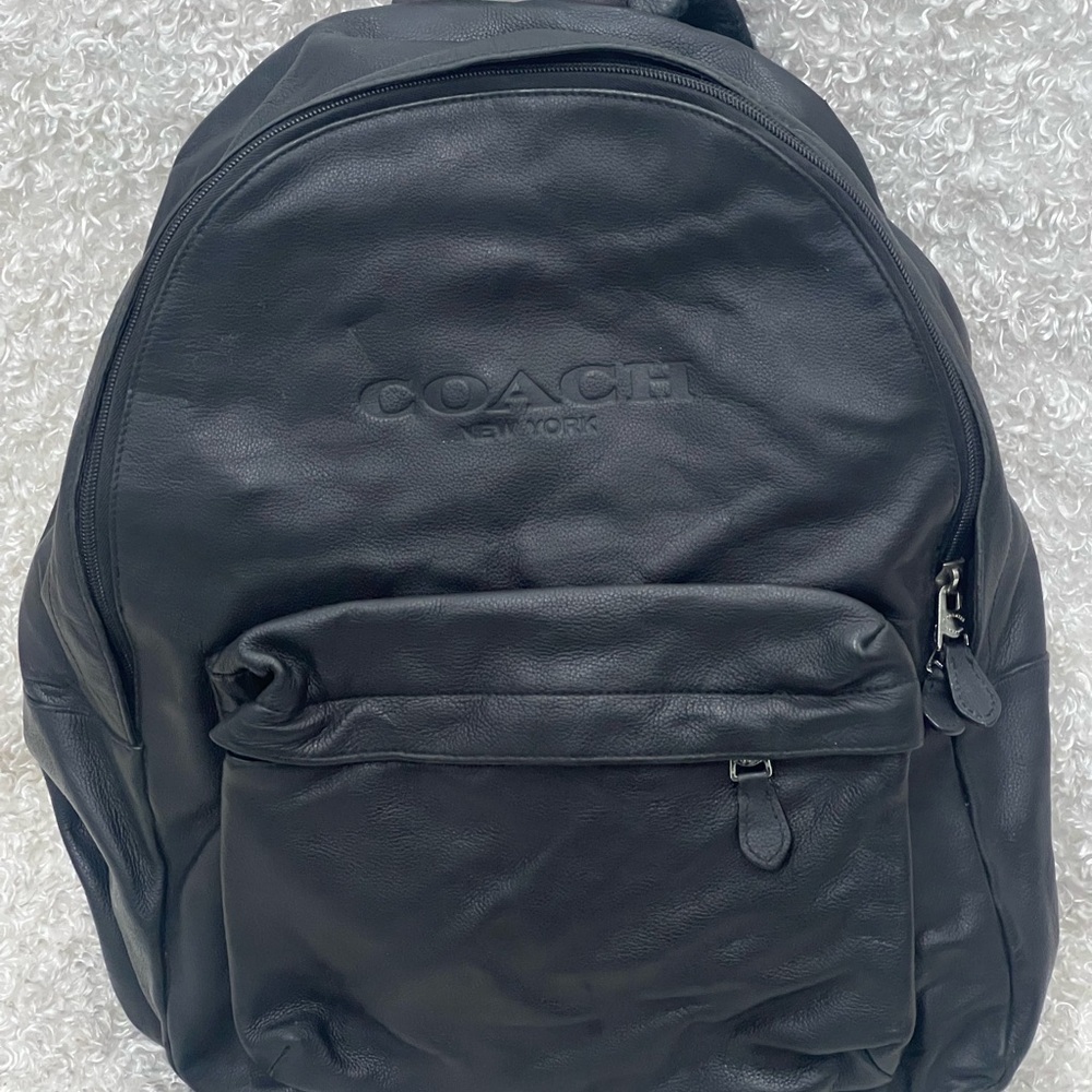Coach BLACK Charles Leather Backpack Bag F54786 - Picture 1 of 15